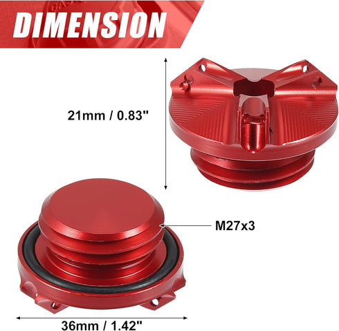 Motoforti Engine Oil Filler Cap Oil Filler Plug Cover Red for Yamaha YZF-R6S YZF-R6 YZF-R3 YZF-R125 YZF-R1 FZ750 FZ600...