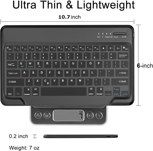 SENGBIRCH Bluetooth Keyboard for iPad Pro (13-inch, 12.9 inch), iPad Air 13-inch, Samsung Galaxy Tablet, Xiaomi, Wireless QWERTY Layout, USB-C Rec...