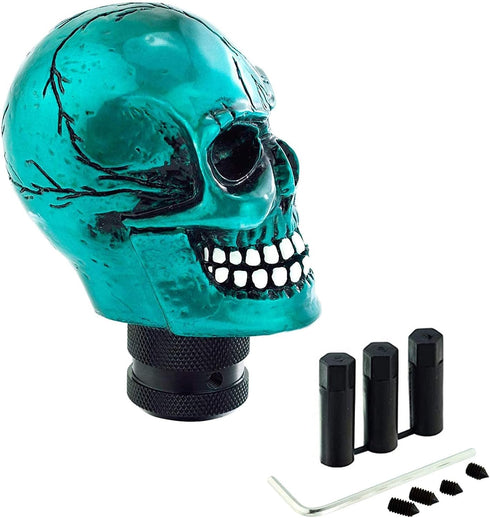 Lunsom Skull Gear Stick Shifter Knob, Resin Gear Shift Head Shifting Stick Handle Car Transmission Fit Automatic Manual Vehicle (Cyan)...