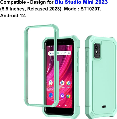 Ailiber Case for Blu Studio Mini 2023, with Screen Protector, Dual Layer Protection, Shockproof Corners TPU Bumper, Rugged Silicone Cell Phone Cas...