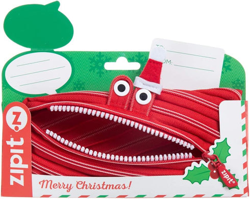 ZIPIT Christmas Monster Pencil Case for Kids | Christmas Themed Holiday Gift for Kids | Pencil Bag for Boys & Girls (Red)...