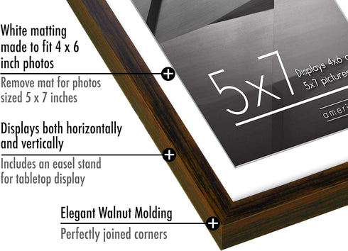Americanflat 5x7 Picture Frame with Shatter-Resistant Glass - Streamline Collection - Thin Border Photo Frame for Tabletop and Wall Display - Hang...