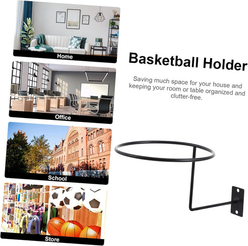 Kisangel 2 pcs Display Stand Soccer Storage Rack Basketball net Basketball Holder Rack Wall Basketball Hoop Black Shelf for Wall Exercise Ball Sta...