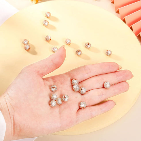 20 Pieces 8 mm Zirconia Cubic Beads, Round Rhinestone Bracelet Spacer Charms,Crystal Zirconia Stones, Ball Beads for Jewelry Making DIY(Rose Gold)...
