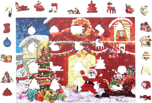 180 Pieces Christmas Puzzles for Kids Ages 4-10 Wooden Jigsaw Puzzles Unique Shape Irregular Small Animals and Plants A4 Size 10.83 * 7.68 inch?27...
