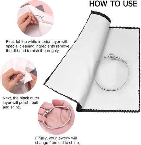 SEVENWELL 2pcs Jewelry Polishing Cleaning Cloth Large 10'' x 12'' for Sterling Silver Jewelry Gold, Diamond, Platinum, Precious Stones, Coins (Bla...