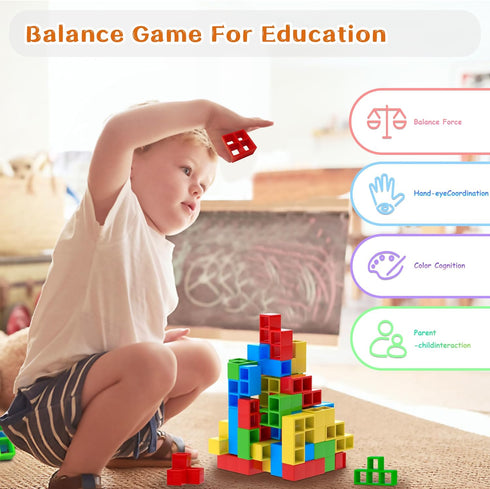 Tetra Tower Stacking Game for Kids & Adults, Fun Tetris Balance Block Toys,1,2,4Players Family Board Games, Party, Travel, Team Building Gifts...