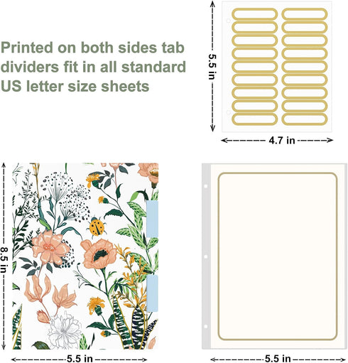 Mini 3 Ring Binder with clipboard, 1 inch Round Binder Organizer, 8.5" x 5.5" Cute Binders with 5 Dividers Tabs & Clear Sleeves, School Supplies, ...