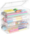 Lifewit Plastic Pencil Box with Snap-tight Lid, Large Capacity Hard Pencil Case, Stackable Craft organizer for Art Supply, Office, 4 Pack...