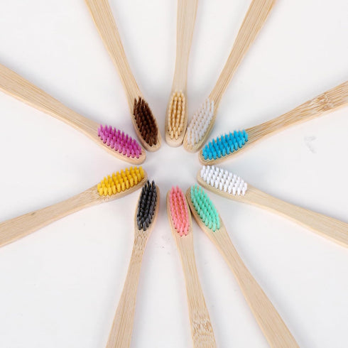 10 Pcs Soft Bristles Bamboo Toothbrush for Adults, Biodegradable Natural Bamboo Charcoal Toothbrushes, Eco Friendly Color Bristle Wood Tooth Brush...