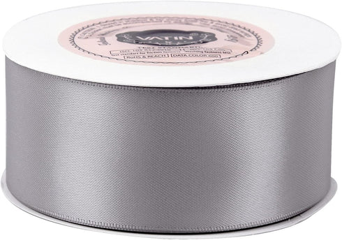VATIN Double Face Deep Silver Satin Ribbon 1-1/2" Continuous 25 Yards,Silver Polyester Fabric Ribbon use for Bows Bouquet, Gift Wrapping, Floral A...