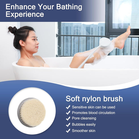 Exfoliating Back Scrubber for Shower with Handle, Back Bath Brush for Shower with Long Handle for Men and Women, Back Washer for Shower - Exfoliat...