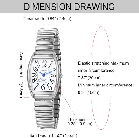 JewelryWe Women's Easy Reader Analog Watch Gold Silver Plated Elastic Band Wristwatch for Valentine’s Day...