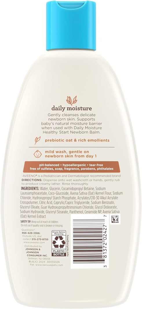 Aveeno Baby Healthy Start Nourishing Newborn Wash, Hypoallergenic Baby Body Wash with Prebiotic Oat Gently Cleanses Delicate Newborn Skin, Fragran...