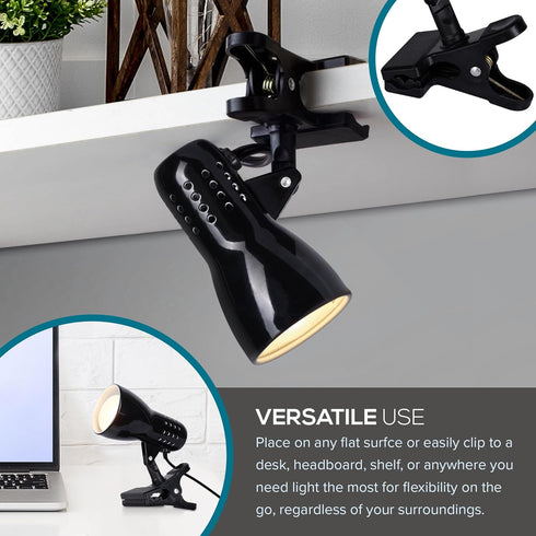 Catalina Lighting 24290-000 Adjustable LED Mini Clip Reading Lamp, Multipurpose Clip Lamp for Office, Dorm, or Bedroom, Smart Home Compatible, LED...