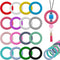 16pcs Silicone Beadable O Rings 65mm Silicone Bead Ring 16 Colors Silicone Focal Bead Round Silicone Loop with 2 Hole for DIY Keychain Car Bracele...