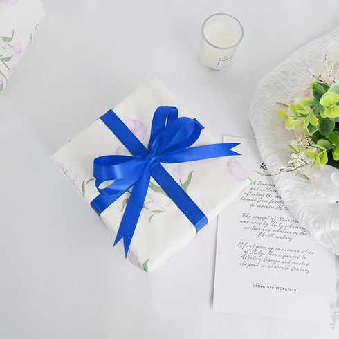 Double Face Royal Blue Satin Ribbon 1 Inch X 50 Yards Polyester Royal Blue Ribbons for Gift Wrapping Fabric Ribbon for Crafts Flower Bouquet Sewin...