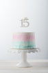 Number 15 Quinceanera Rhinestone Princess Crown Monogram Cake Topper - Sweet 15th Birthday Party (Gold)...