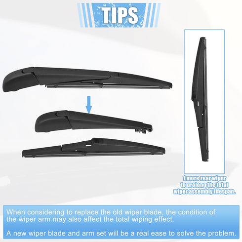 ACROPIX Rear Windshield Wiper Blade Arm Set Back Wiper Assembly Replacement Fit for Jeep Compass 2017-2022 for Toyota RAV4 2012-2018 - Pack of 3...
