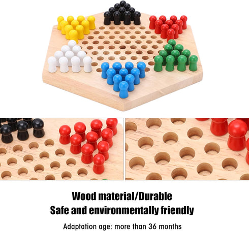 Wooden Chinese Checkers Board Game Set, Colorful Chinese Checkers Board Game Classic Strategy Family Board Game for Kids and Adults 7.8 inch...
