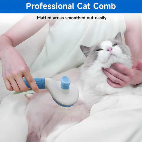 cat brush with release button, indoor cat hair brush that falls off, suitable for long or short haired cats, cat beauty brush for kittens, cat com...