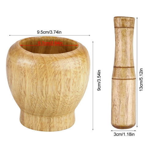 Grinding Bowl Grinder,Bamboo Mortar and Pestle,Kitchen Tool,Grinder for Herbs Spice Guacamole Garlic Ginger Root/Coffee,Handmade Garlic Press Crus...