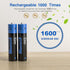 Hixon 1.5V AAA Rechargeable Lithium Batteries,4-Pack 1100mWh Pre-Charged Triple AAA Li-ion Battery & 1H Ultra Fast Charger for Home and Office Dev...