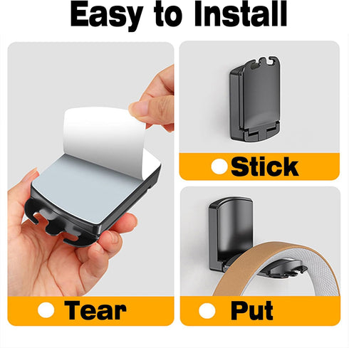 Headphone Stand - Foldable Headset Wall Mount Holder Adhesive Gaming Headphone Hanger Hook Earphone Clamp for Most Headphone (White), HK-01-WH...