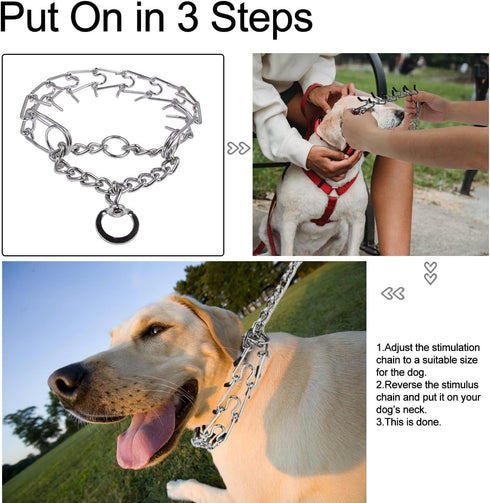 Darkyazi Durable Pinch Collar Stainless Steel Dog Adjustable Pet Training Collar for Medium Large Dogs (Small (2 Pack), Silver)...