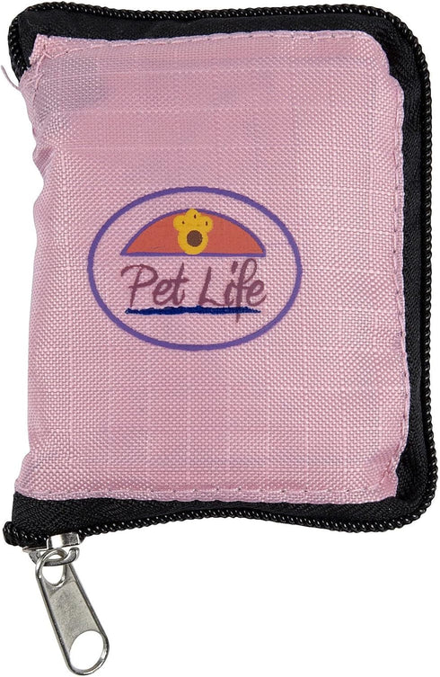 PET LIFE Wallet Folding Waterproof Zippered Collapsible Folding Travel Pet Dog Cat Bowl Feeder Waterer, One Size, Pink...