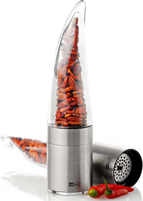 AdHoc Pepe Chili Cutter and Spice Grinder - Easy Clean Dried Herb Spice & Herb Cutter - Stainless Steel & Acrylic Mill for Dried Chili - Manual Mi...