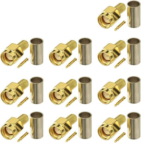 Eightwood 10pcs SMA Male Plug Crimp RF Connector for RG58 RG142 LMR195 Coaxial Cable...