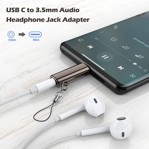 USB C to Audio Jack Adapter, 2Pcs Type C to 3.5mm Audio Adapter Compatible with iPhone 15 Plus/15 Pro Max, Samsung Galaxy S23 S22 S21 S20 Ultra, P...