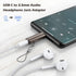 USB C to Audio Jack Adapter, 2Pcs Type C to 3.5mm Audio Adapter Compatible with iPhone 15 Plus/15 Pro Max, Samsung Galaxy S23 S22 S21 S20 Ultra, P...