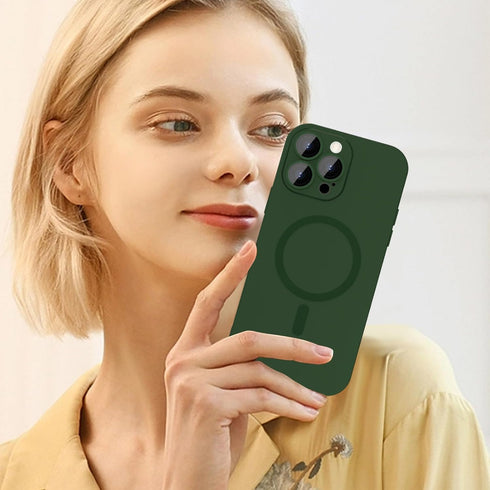 Magnetic case for iPhone 14 Pro Max Phone Case for Women, Matte Luxury Soft Metallic Luster Design with Camera Lens Protector, Compatible with Mag...