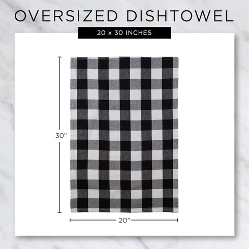 DII Buffalo Check Kitchen Collection, Classic Farmhouse Dishtowel Set, 20x30, Black & White, 3 Piece...