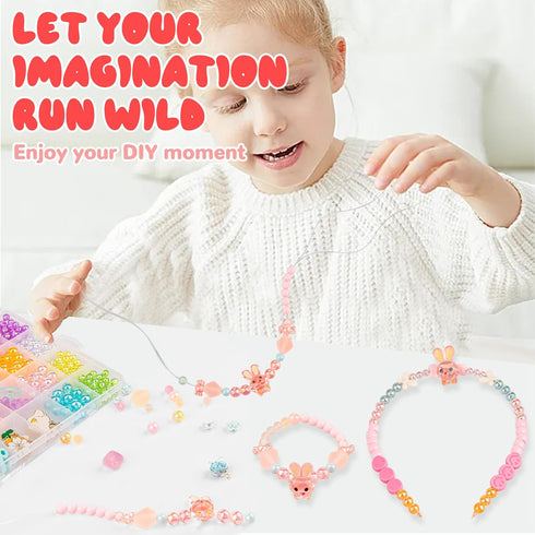 Girls Bracelet Jewelry Making Kit Beads, 400+ Pieces Various Shapes and Colorful Colors, Dazzling Frosted Beads Glossy Transparent Beads Pendant, ...