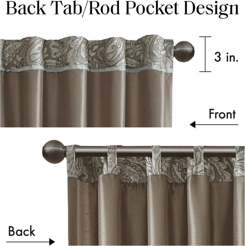 Madison Park Aubrey 2 Panel Curtain Faux Silk Paisley Jacquard, Rod Pocket Curtain for Living Room, Kitchen, Room Darkening Window Drape for Bedro...