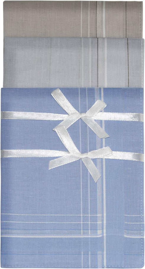 Zenssia Men's Soft Cotton Handkerchiefs Assorted Color with Stripe 6 Piece Gift Set...