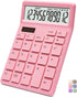 Standard Calculator 12 Digit,Pink Desktop Dual Power Battery and Solar,Desk Calculators with Large LCD Display,Perfect for Home, Office,and School...