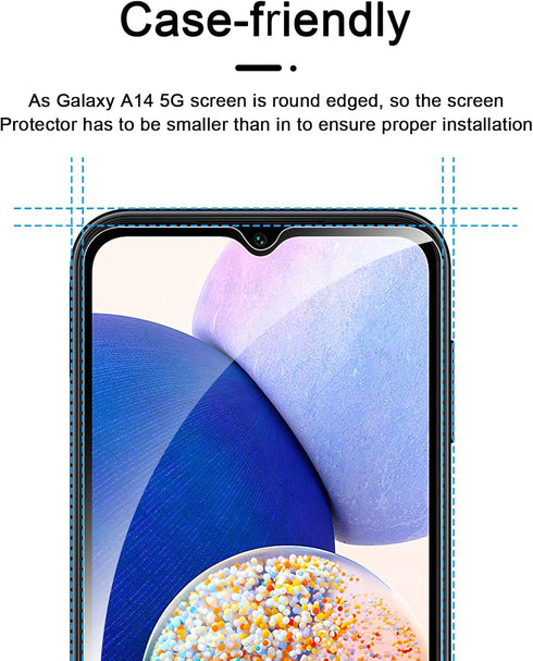 ? 3+3 PACK?Romuto Designed for Samsung Galaxy A14 5G Screen Protector Samsung A14 5G Screen Protector Tempered Glass Film,?EasyInstall Tool?9H, Ul...