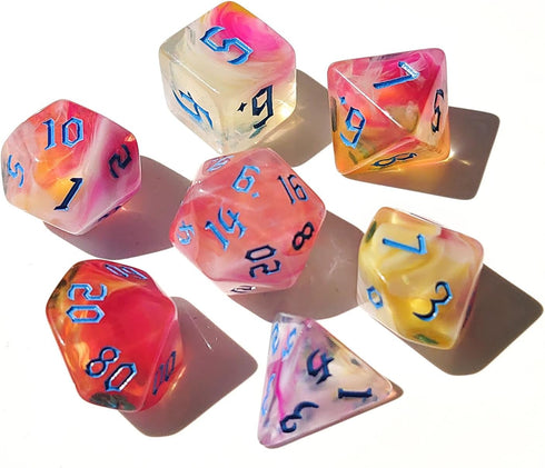 Pink D&D Dice Set – Polyhedral Dice Set for DND, COC Accessories, TTRPGs, Dungeon and Dragons, Role Playing Games – D20 System Dice, Funny Color D...