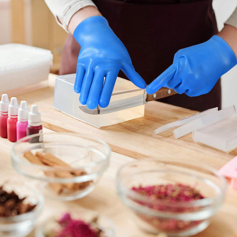 Patelai 2 Pairs Epoxy Gloves Silicone Gloves for Resin Reusable Safe Silicone Gloves for Crafts Jewelry Making Work DIY (Black, Blue)...