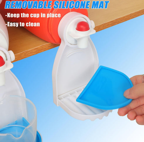 Laundry Detergent Cup Holder & Drip Tray (Pack of 2), Detergent Drip Catcher with Fixed Screw & Removable Silicone Mat, Blue...