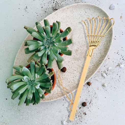6Pcs Mini Zen Garden Rake Miniature Ash Rake Model Small Metal Rake Tiny Rake Planting Tools Decor for Crafts Photo Prop - Gold...