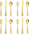 12-Piece Gold Kids Silverware, E-far Stainless Steel Toddler Kids Utensils Safe for Preschooler/Children, Includes 4 Forks 4 Spoons 4 Knife, Sliml...