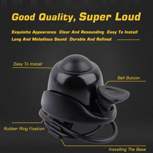 Bicycle Bell for Adult Bikes, Adjustable Rubber Ring Aluminum Black Kids Bike Bell, Toddler Bicycle Bells for Handlebars, Loud Cycling Ring Bell f...