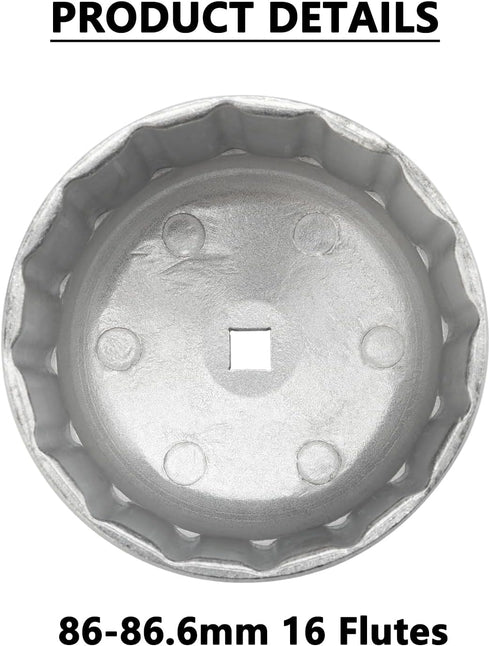 3/8'' Drive Oil Filter Wrench Fit for BMW VOLVO,86mm 86.4mm 86.5mm 86.6mm 4 in 1 Oil Filter Removal Tool for Oil Change...