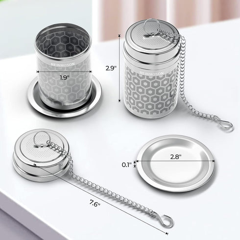 2 Pack Reinmoson Large Tea Infuser for Loose Tea & Spice Infuser for Cooking, Extra Fine Mesh Large Tea Strainers for Loose Tea, 304 Stainless Ste...