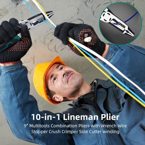 10-in-1 Wire Stripper Tool,Wire Strippers,Cable Cutters,CR-V Multifunctional Plier with Wire Stripper Crimper Side Cutter, Shearing,Screw Gripping...